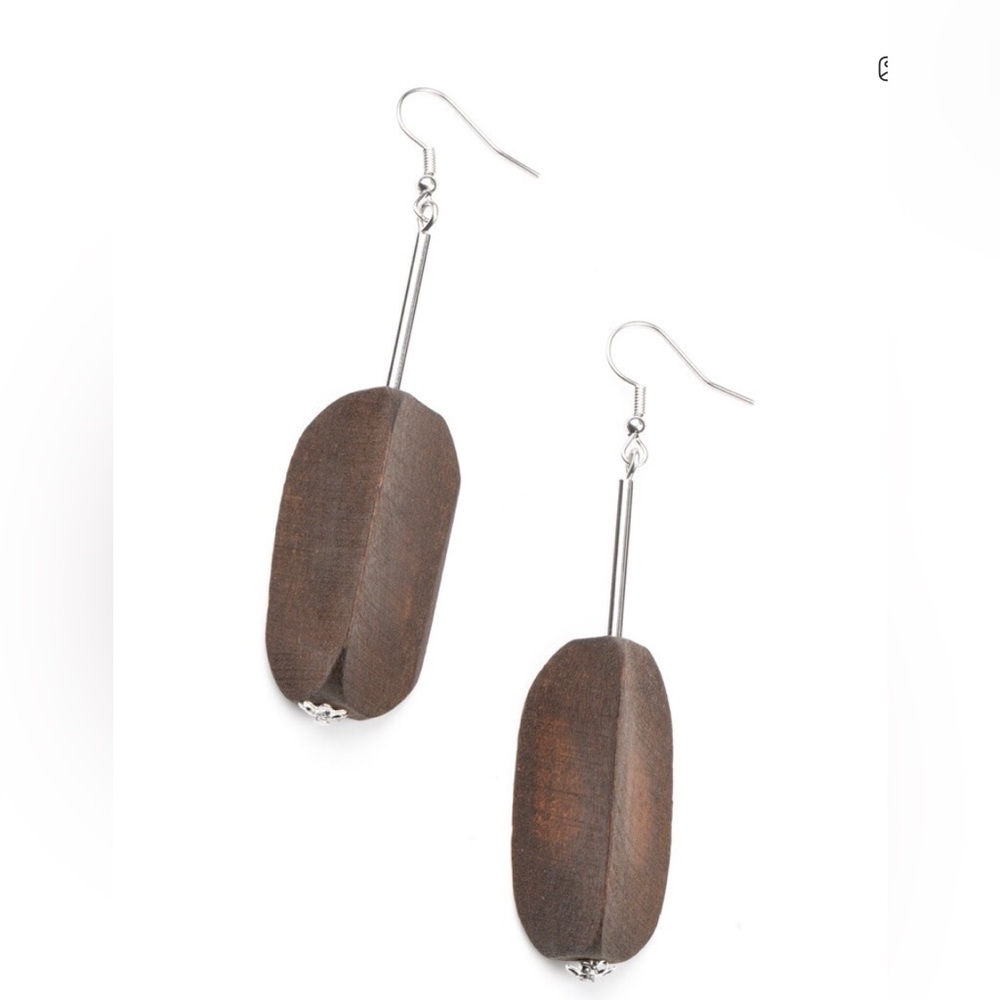 Brown Wooden Dangle Earrings